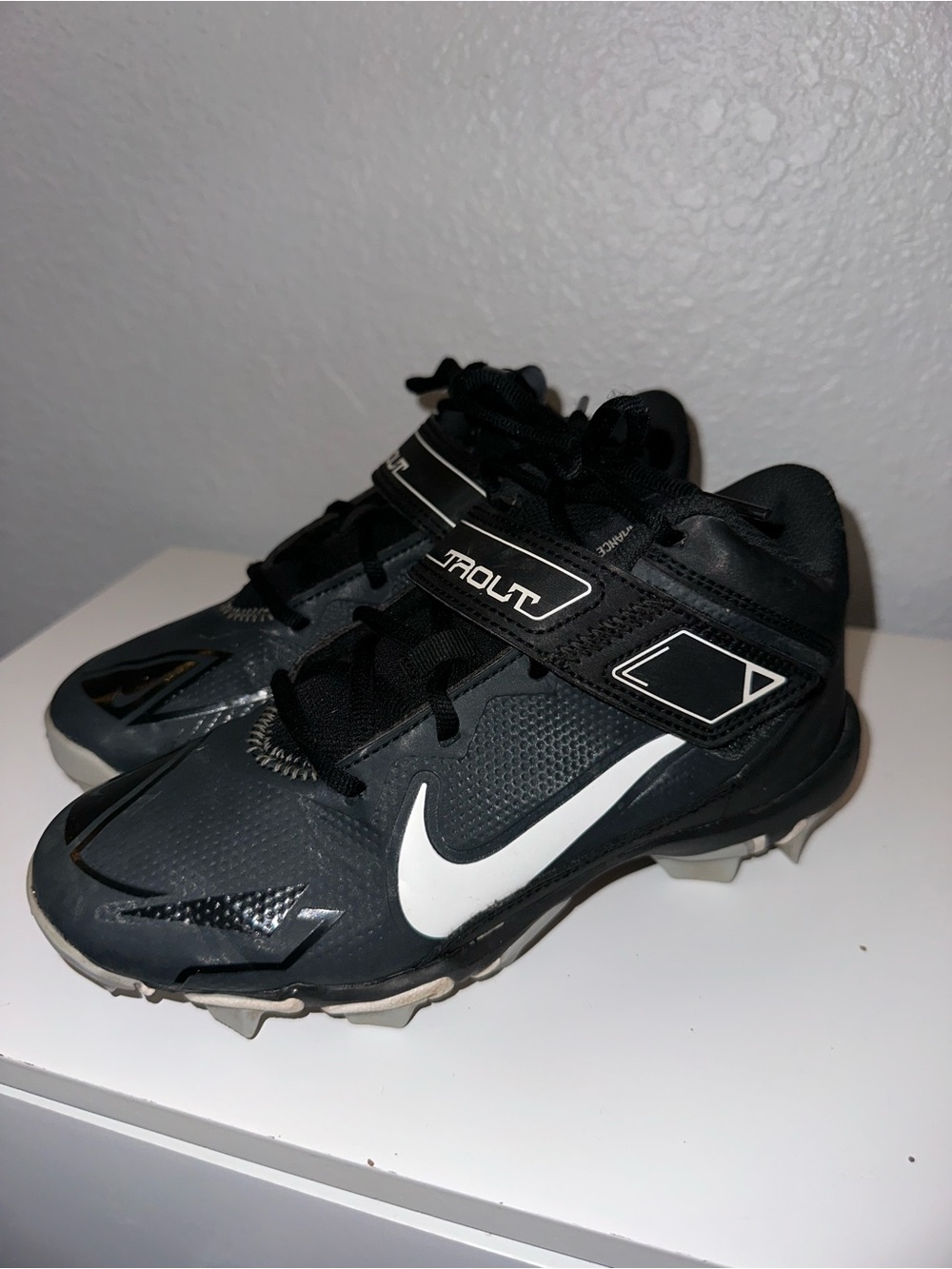 Nike Trout Dark Teal, Black, White Youth Baseball Cleats with Strap